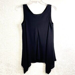 EILEEN FISHER Silk Tank Top Black Womens Size XS Sharkbite Hem Drapy